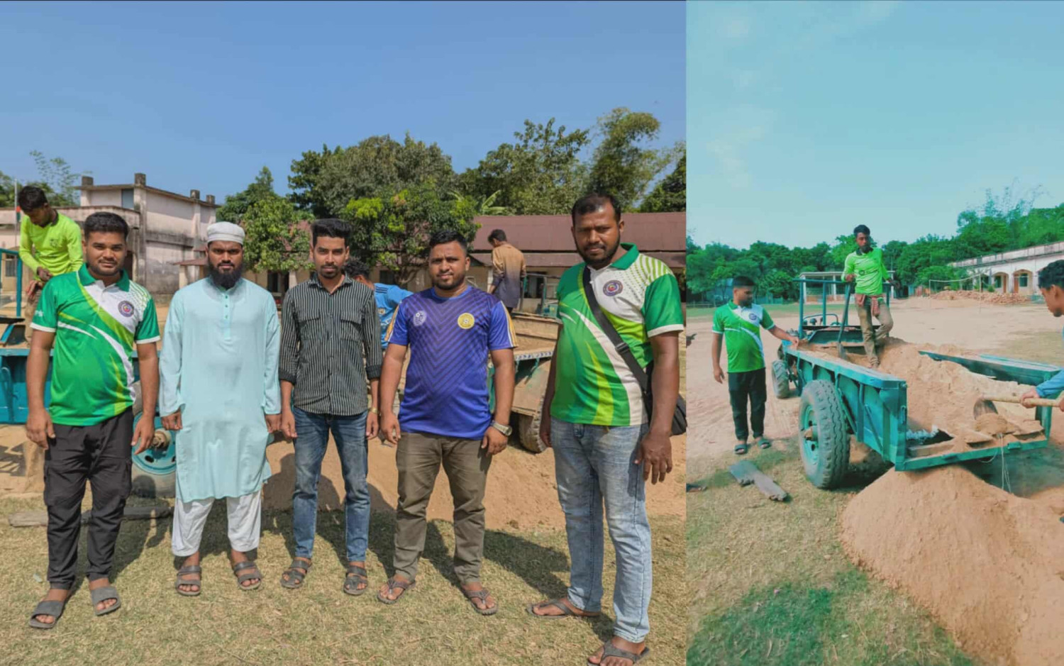 তাহিরপুরে মানবতা ছাত্রকল্যাণ পরিষদের উদ্যোগে ঐতিহ্যবাহী মাঠ সংস্কার।