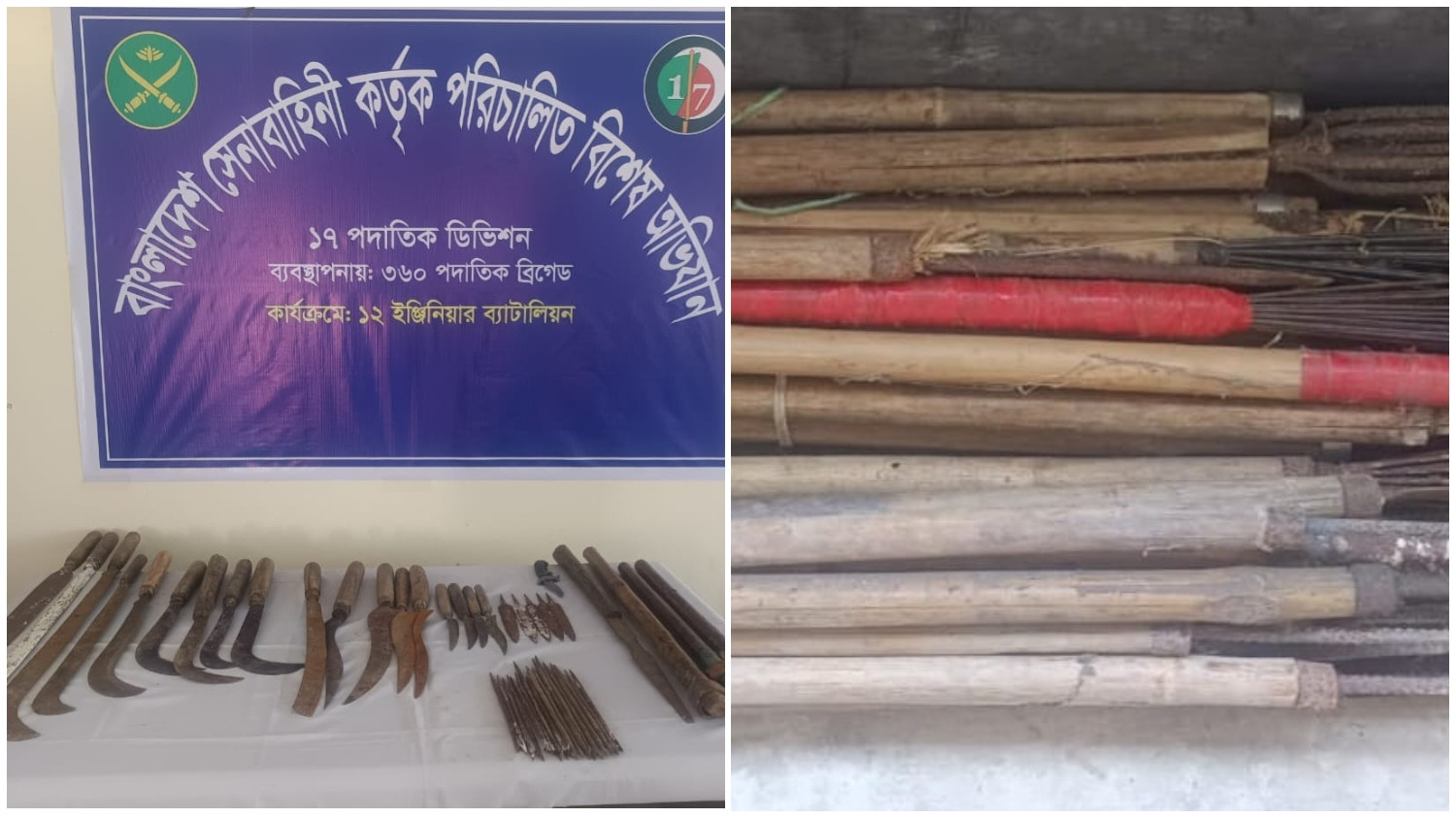 মধ্যনগরে সেনাবাহিনীর বিশেষ অভিযানে পরিত্যক্ত দেশীয় অস্ত্র উদ্ধার